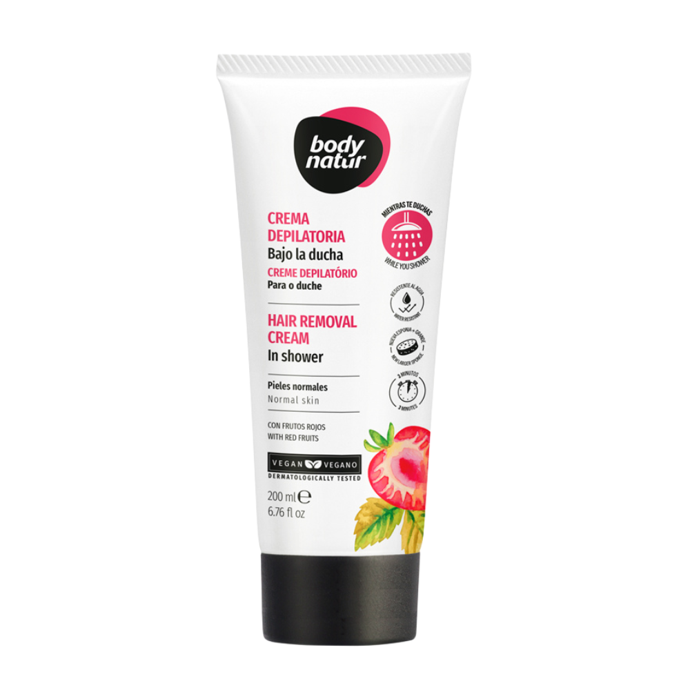 BODY NATUR CREMA DEPILATORIA PARA DUCHA CON FRUTOS ROJOS 200 ml.